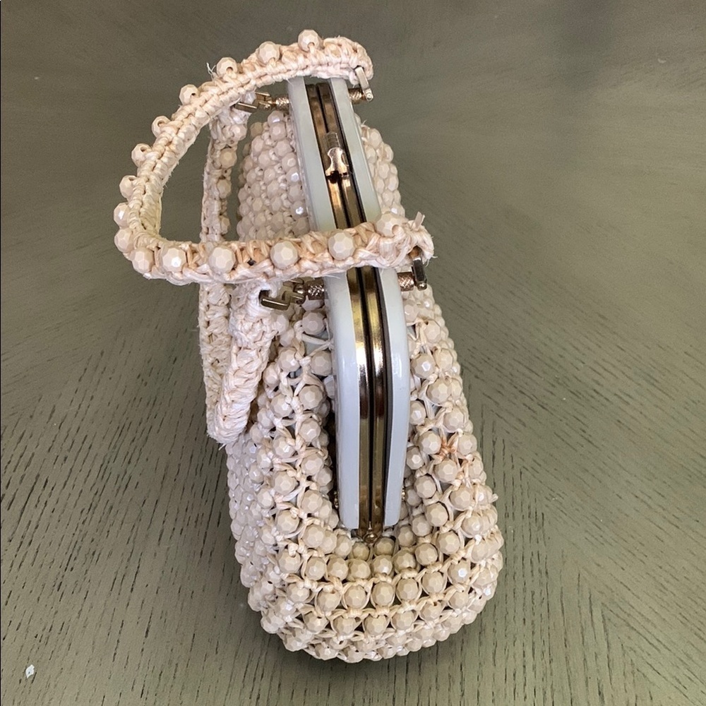Vintage LEFCORT Elegant Cream Beaded Handbag - Picture 2 of 16